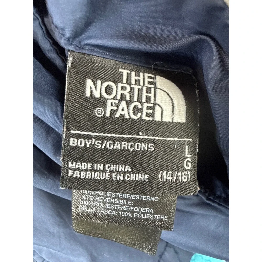 The North Face WindWall Jacket Boys L 14/16 Blue Reversible Hooded Windbreaker